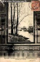 Carte postale ancienne Besançon - E. M. - BESANÇON - Les Bains Salins de la Mouillère. La Salle du Restaurant - Panneau de M. BOUDOT