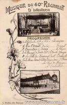 Carte postale ancienne - MUSIQUE DU 60ème RÉGIMENT D'INFANTERIE - Programme du 3...