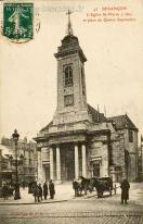 Carte postale ancienne - 43  BESANÇON - L'Eglise St-Pierre (1784) et place du Qu...