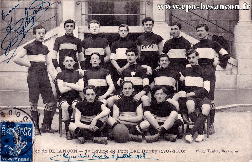 Lycée de besançon 1re équipe de foot ball rugby (1907 1908)