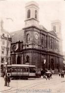 Carte postale ancienne - BESANÇON - L’Église de la Madeleine et la place Jouffro...