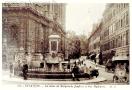 Carte postale ancienne Besançon - D. D. - 105. - La Statue du Marquis de Jouffroy et Rue Madeleine.