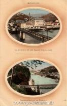 Carte postale ancienne Besançon - LL - BESANÇON - LA SOIERIE ET LES BAINS MILITAIRES - PASSERELLE DE LA SOIERIE