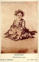 Carte postale ancienne - FRAGONARD - PETITE FILLE ASSISE - MUSÉE de BESANÇON