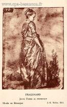 Carte postale ancienne Besançon - J.-E. Bulloz - FRAGONARD - JEUNE FEMME DE PROMENANT - MUSÉE DE BESANÇON