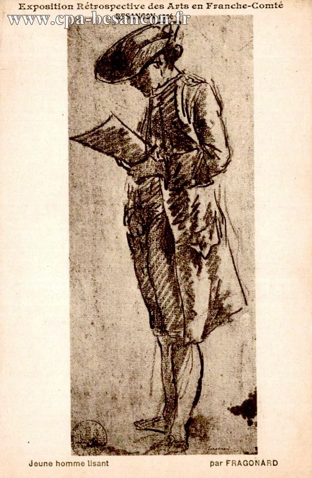 Exposition Rétrospective des Arts en Franche-Comté - BESANÇON 1906 - Jeune homme lisant par FRAGONARD