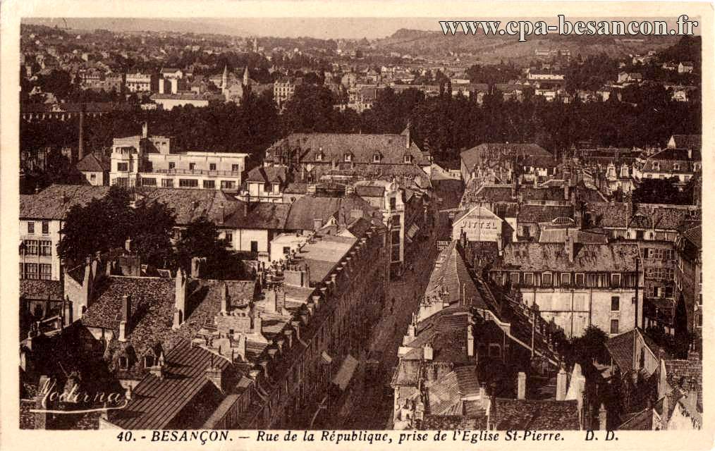 Besançon rue de la république, prise de l'eglise st pierre
