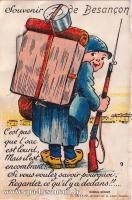 Carte postale ancienne Besançon - G. ARTAUD (Nantes) - 9 - Souvenir de Besançon - C'est pas que l'sac est lourd, Mais il est encombrant !! Si vous voulez savoir pourquoi, Regardez ce qu'il y a dedans !!...