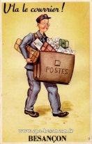 Carte postale ancienne - V'la le courrier ! BESANÇON