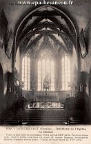Carte postale ancienne Besançon - C.L.B - Les Sites pittoresques de Franche-Comté - 909. - MONTBENOIT (Doubs). - Intérieur de l'Eglise - Le Choeur - Partie la plus jolie du monument. Voûte ogivale XIIIe siècle. Fenêtres même style, dont la partie supérieure est ornée de rosaces finement découpées et décorées d'anciens vitraux peints. - Stalles de toute beauté du XVIe siècle.